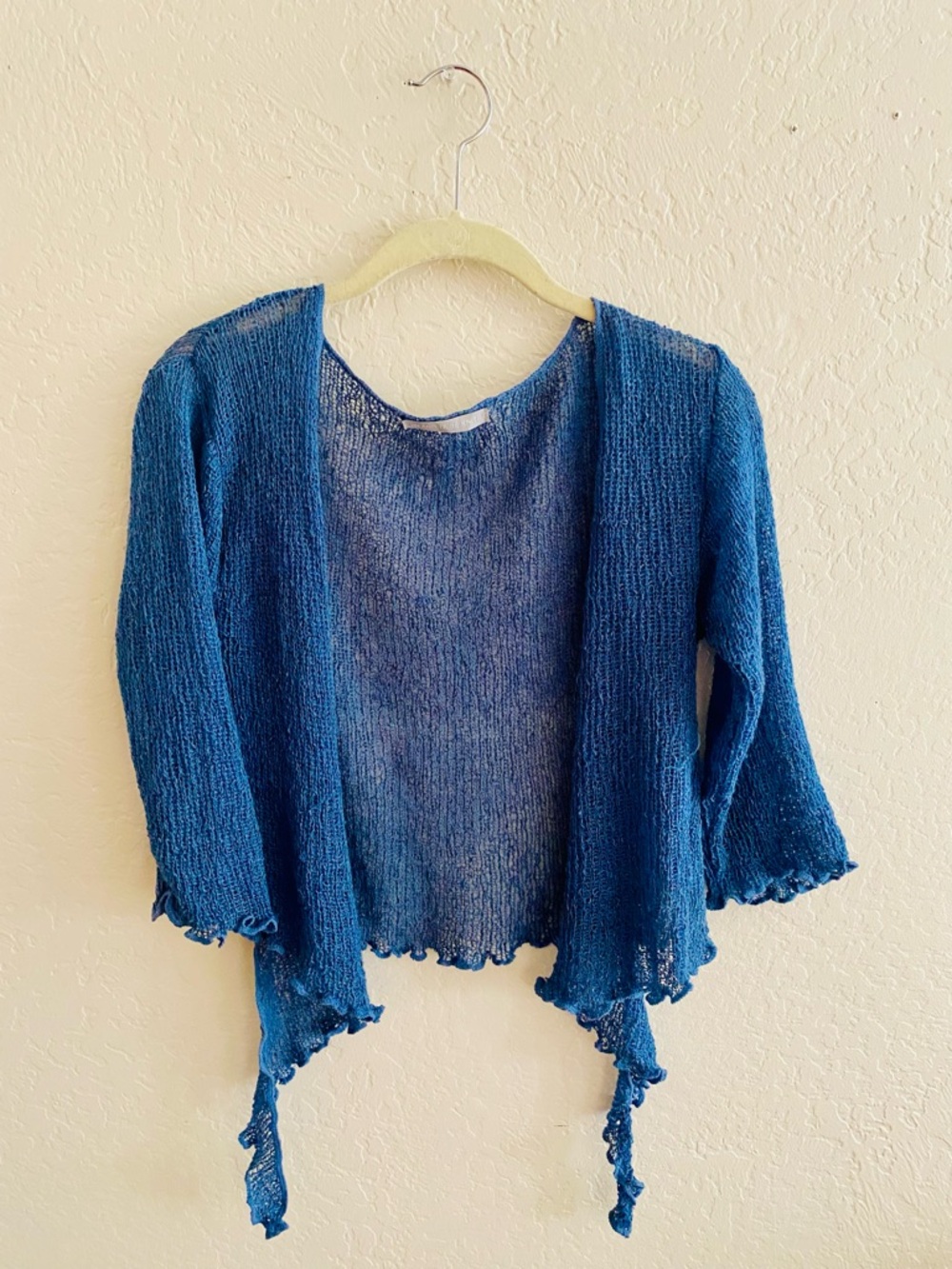 Lightweight Blue Women's Open-Front Knit Sweater